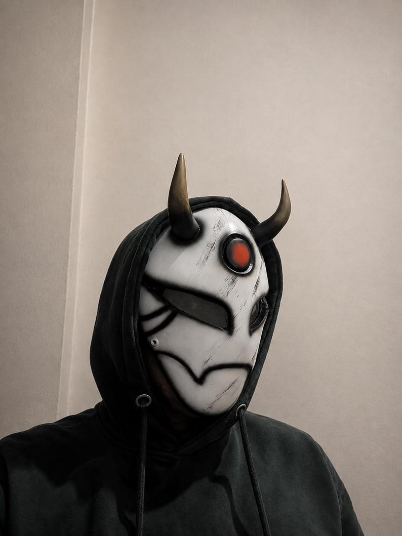 Oni Kabuki Horror Mask — Handmade Demon Face Mask for Cosplay & Halloween
